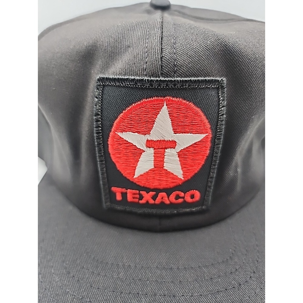 Vintage Texaco Embroidered Patch Black Trucker Hat Cap Insulated USA Snap Back - Picture 3 of 14
